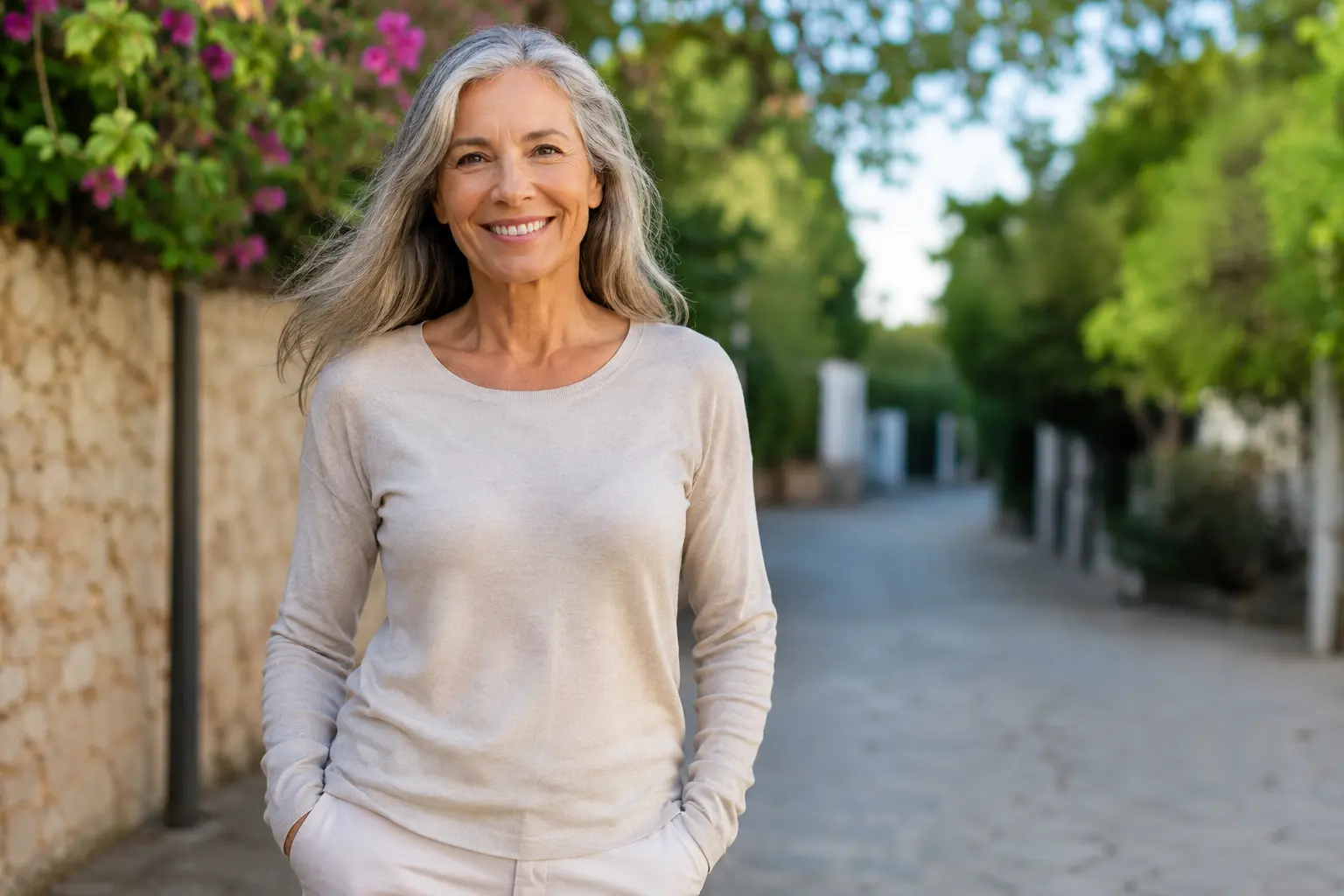 Woman smiling, full of energy